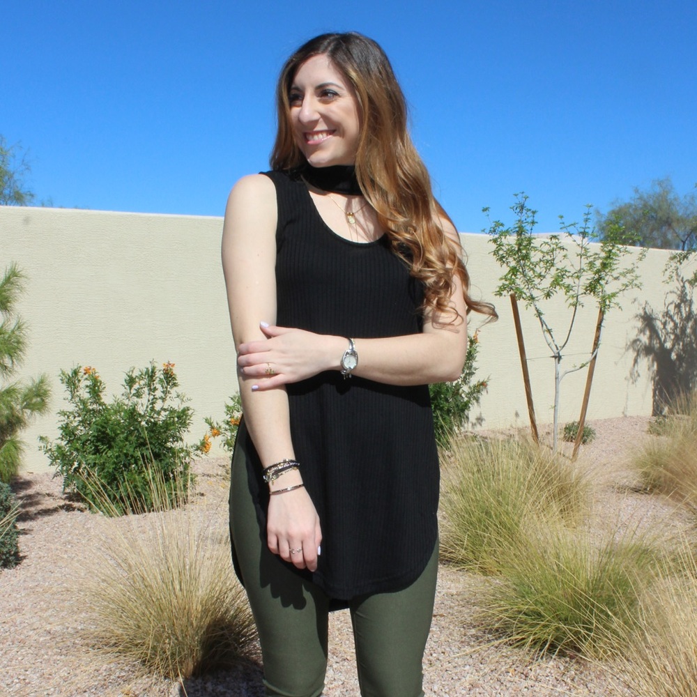 Black Choker Tunic Tank